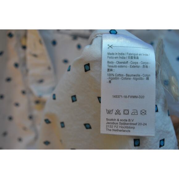 Scotch & Soda Amsterdam Couture White Geometric Diamond Print Button-Up Shirt  M - Picture 4 of 4